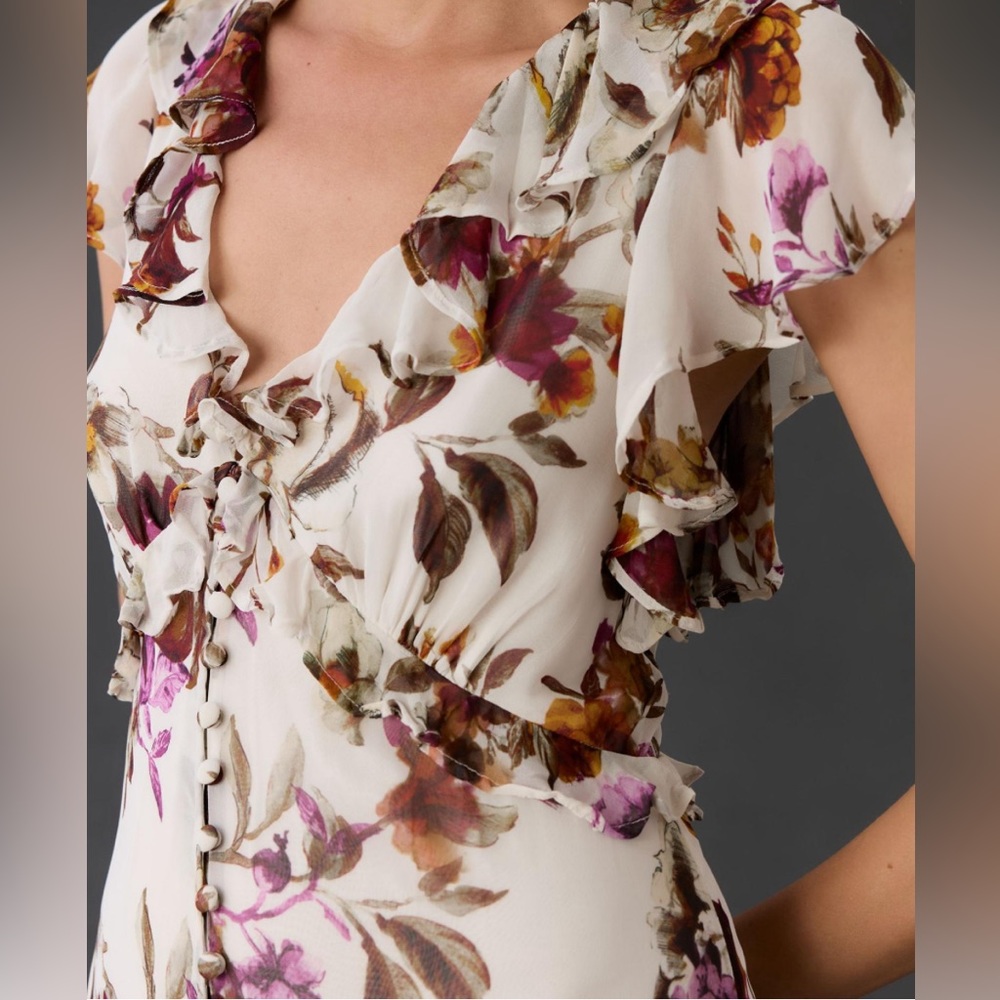 Anthropologie V-Neck Tiered Ruffle Dress - Picture 3 of 8
